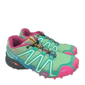 Salomon Speedcross 3 Trail Running Sneakers Green Pink Women's 8